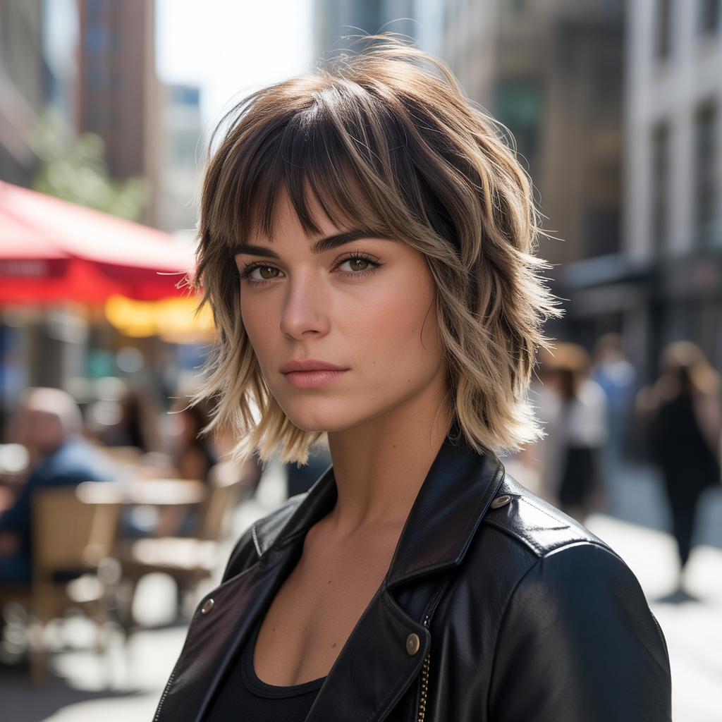 Wolf Cut With Highlights And Fringe