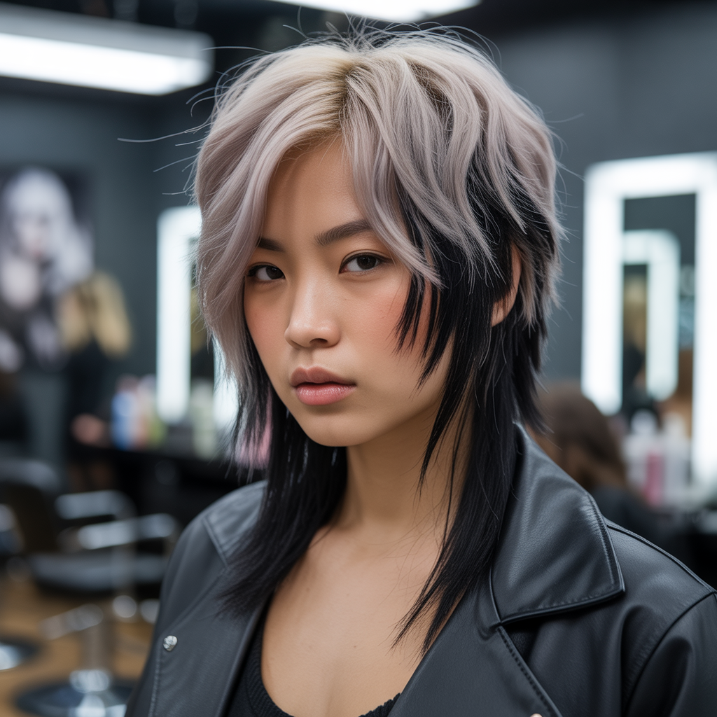 Wolf Cut With Highlights And Lowlights