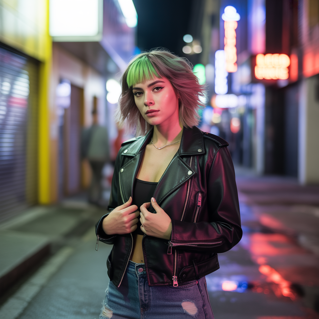 Wolf Cut With Highlights And Neon Touch