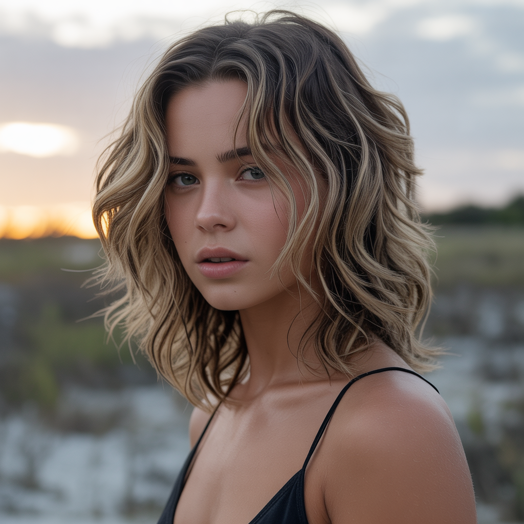 Wolf Cut With Highlights And Waves