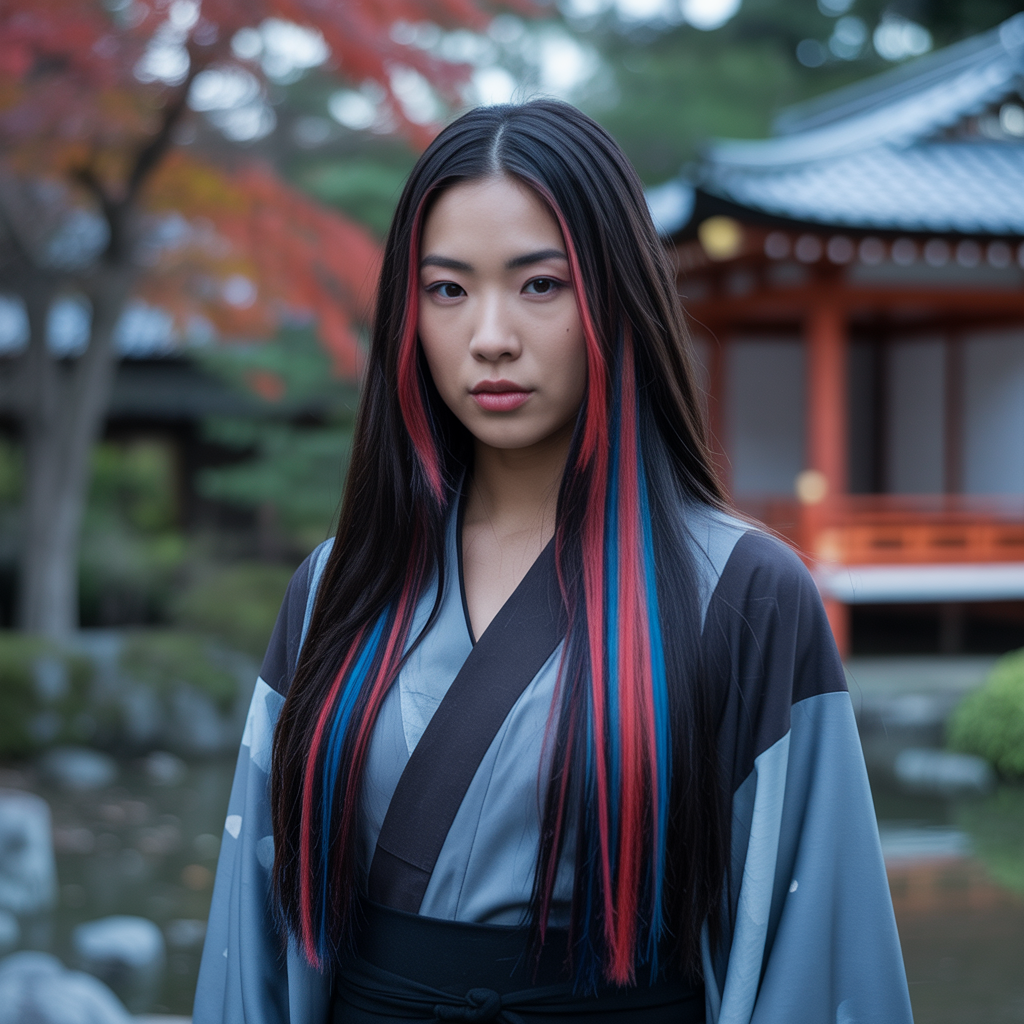 Straight and Sleek with Bold Hair Chalk