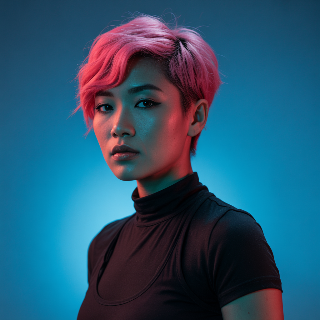 Pixie Cut with Pink Hair