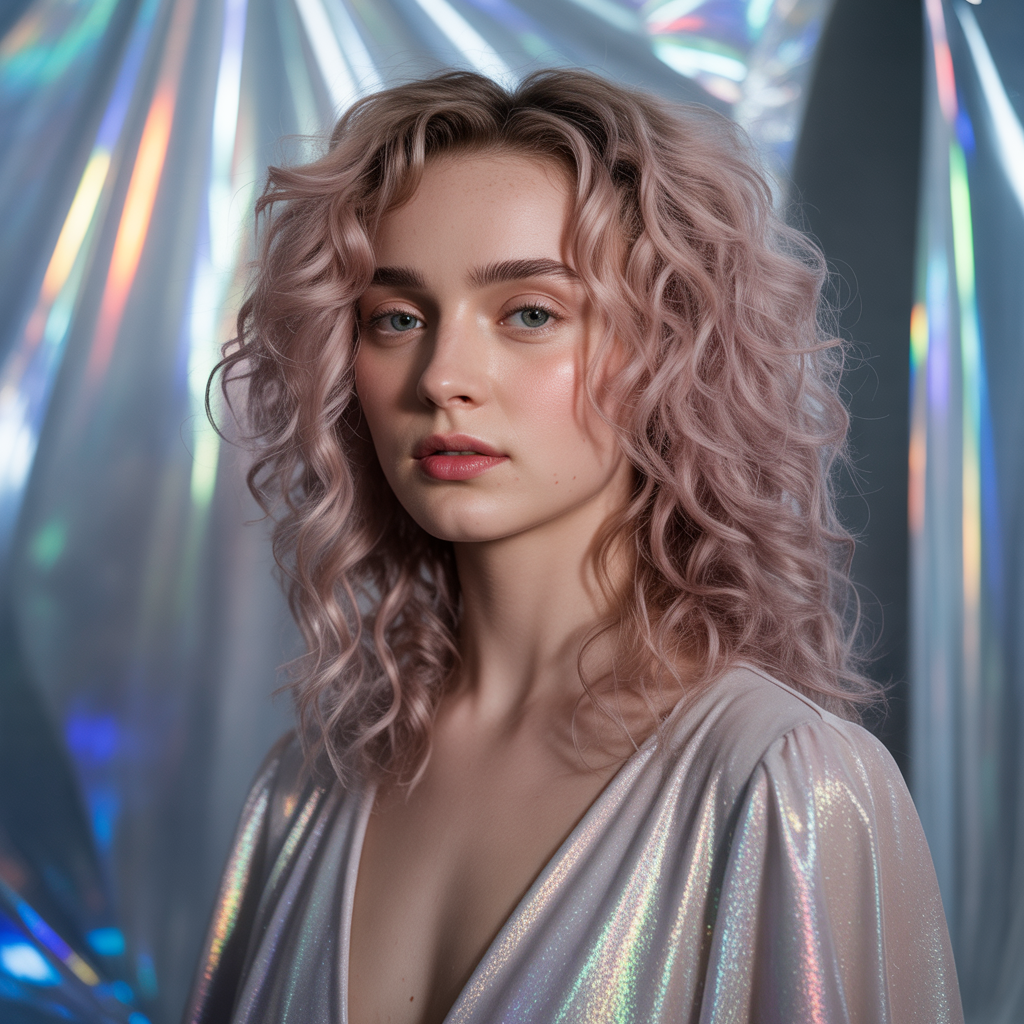 Loose Curls with Pink Hair