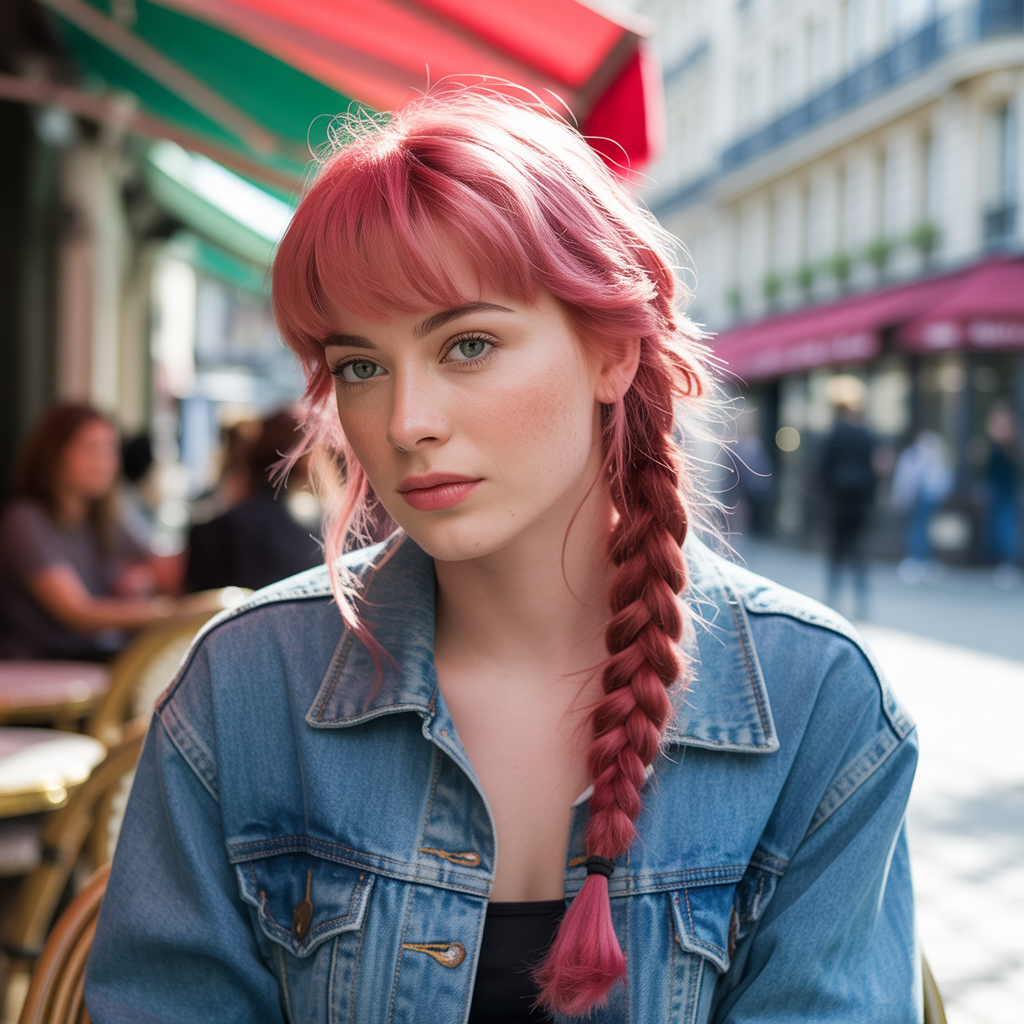 Pink Hair with French Braid