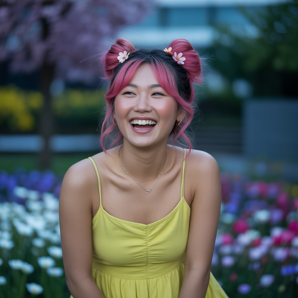 Pink Hair with Space Buns