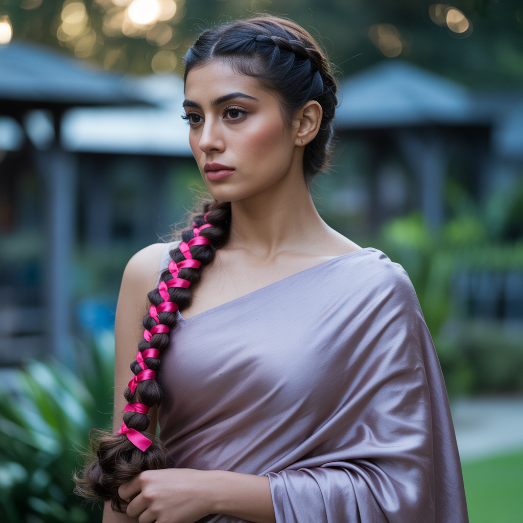 Braided Ponytail with Pink Hair