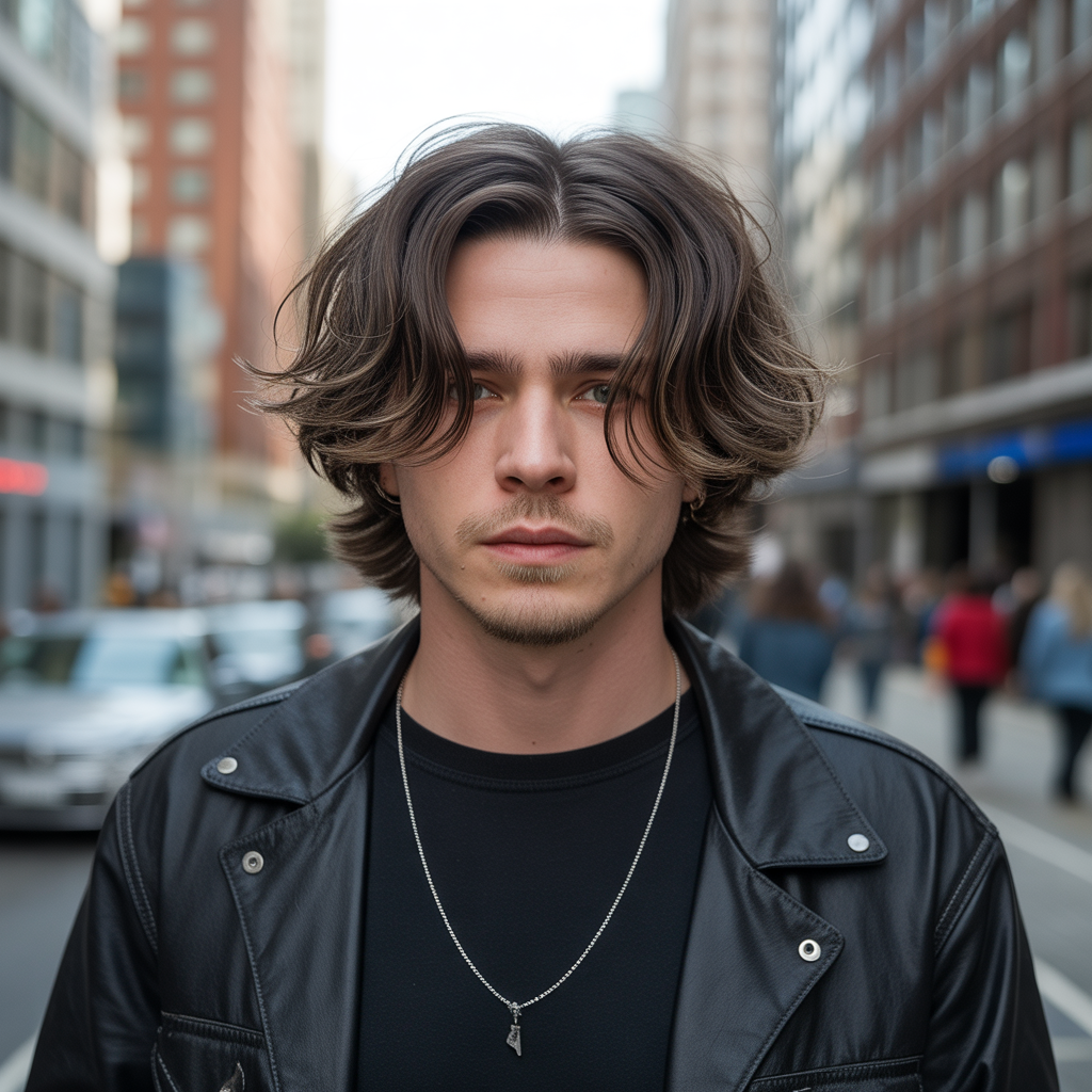 Shag cut with middle part