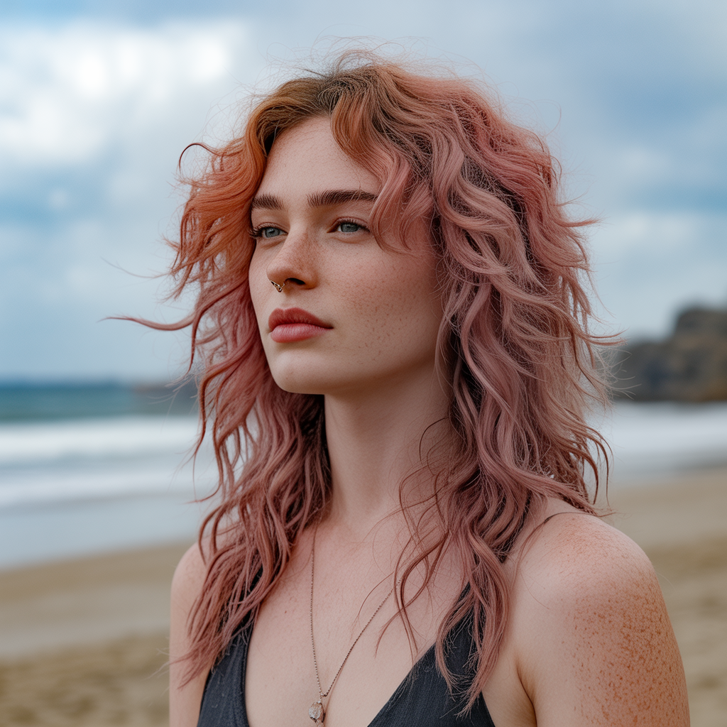 Waterfall Braid with Pink Hair