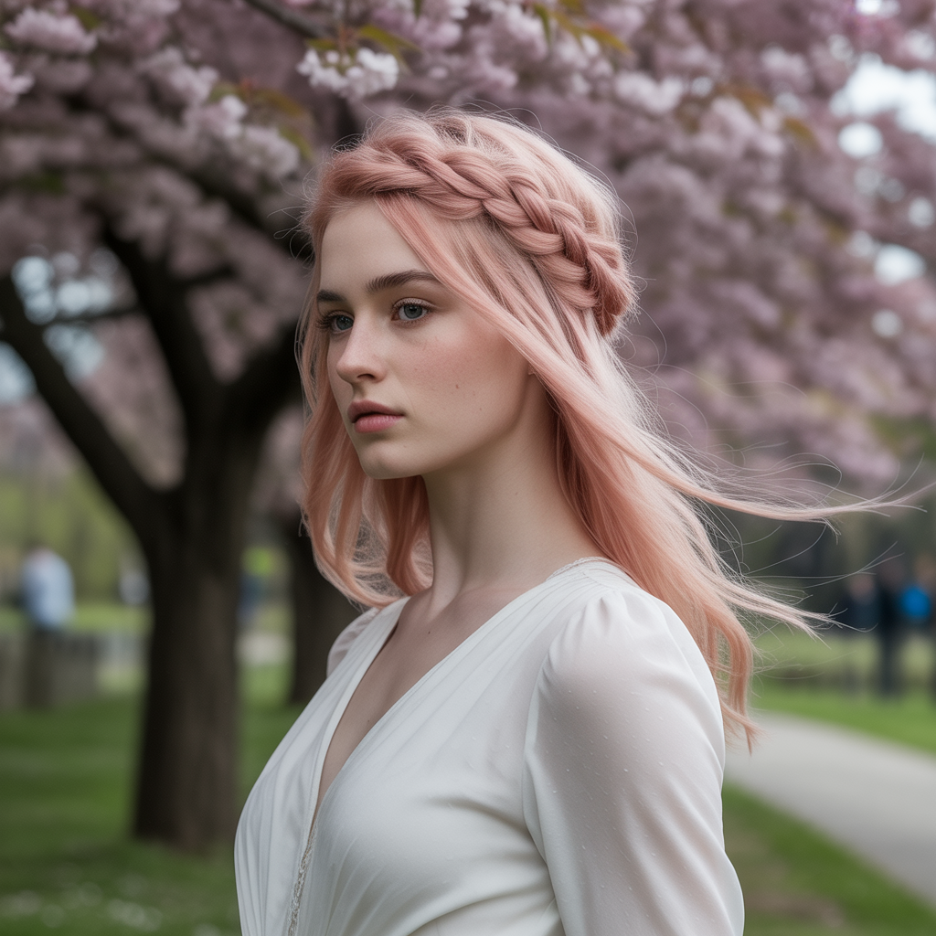 Pink Hair with Braided Crown