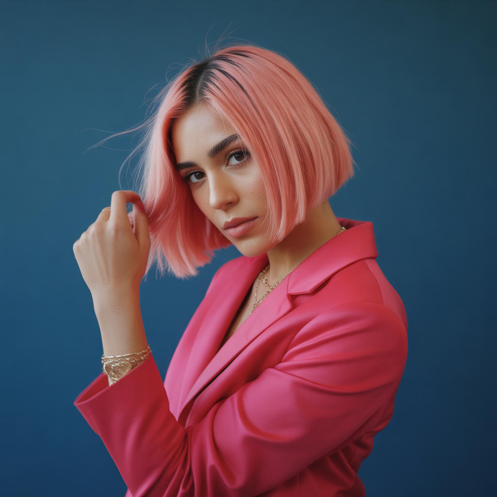Short Bob with Pink Hair