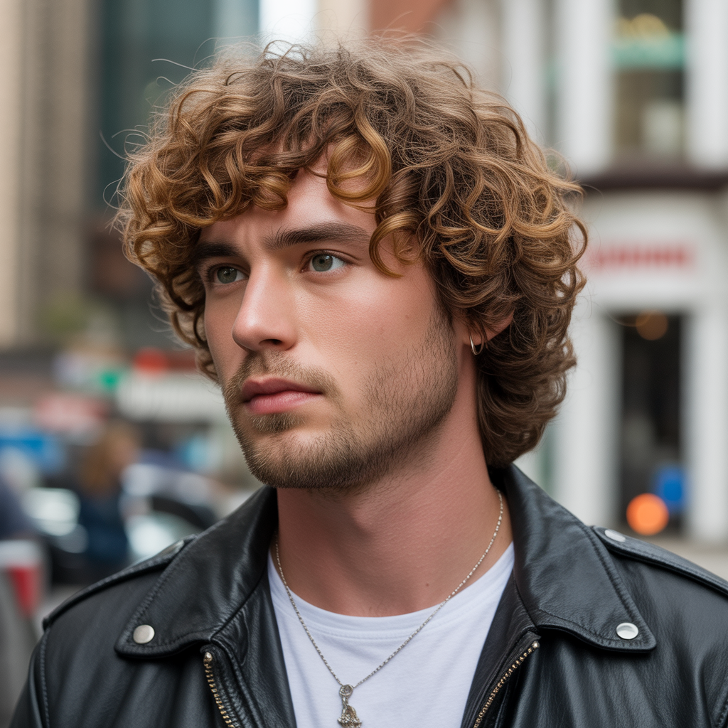 Curly Modern Mullet Hairstyles Men