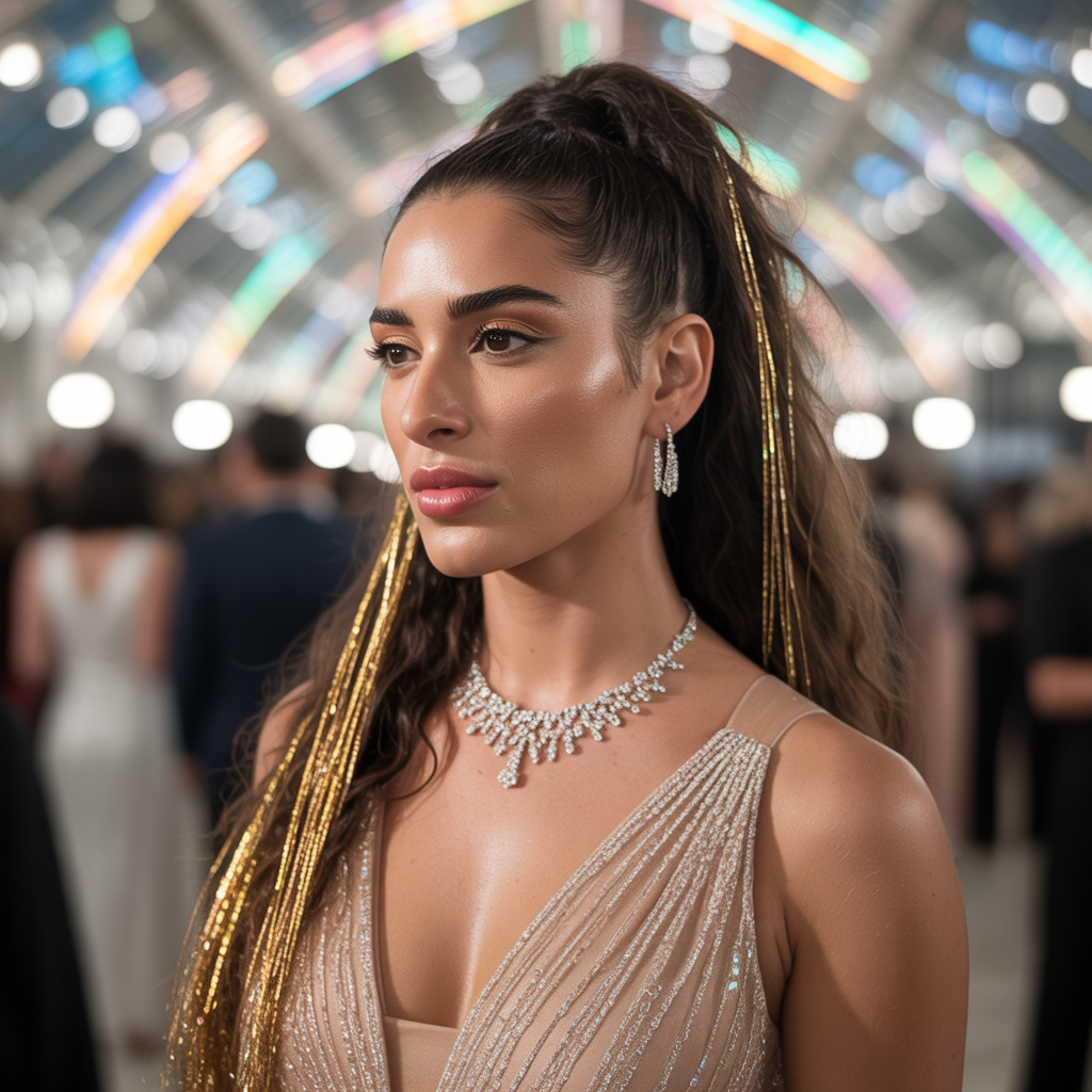 High Ponytail with Colorful Extensions