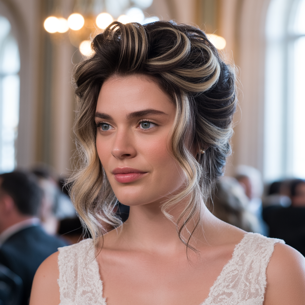 Blonde Chunky Highlights on Dark Hair