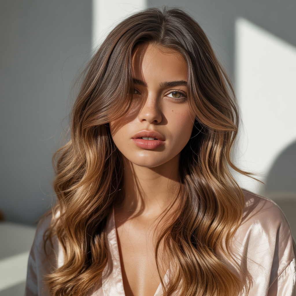 Caramel Chunky Highlights on Brown Hair