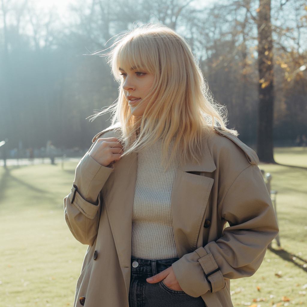 Chunky Highlights with Curtain Bangs
