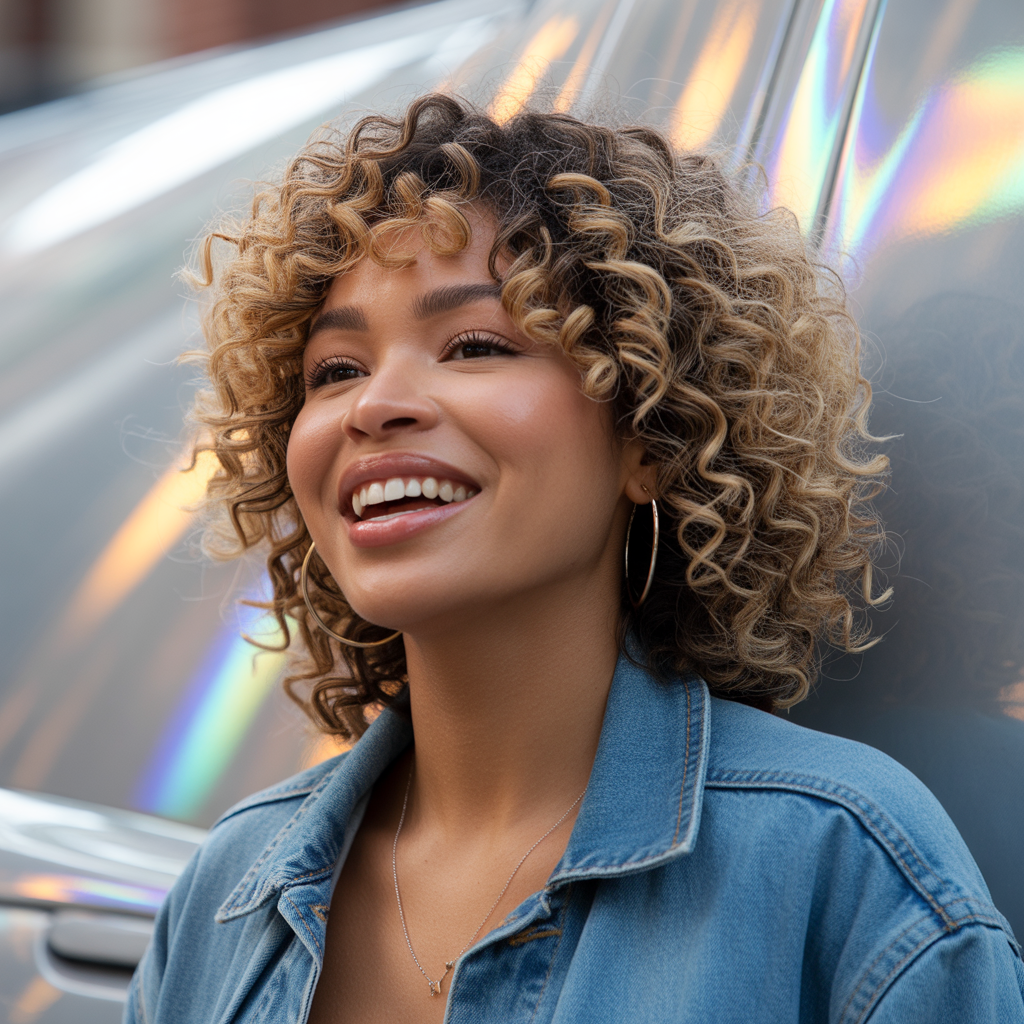 Chunky Highlights on Curly Hair