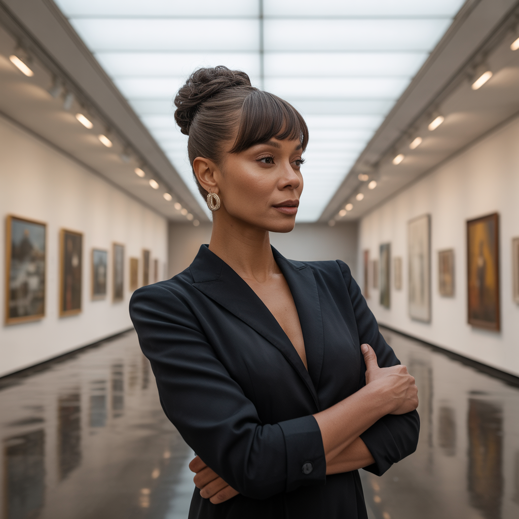 Bun with Bangs for Face Framing