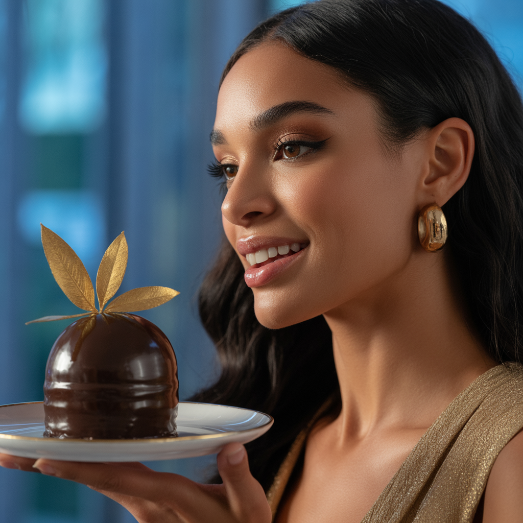 Glossy Chocolate with Golden Touches