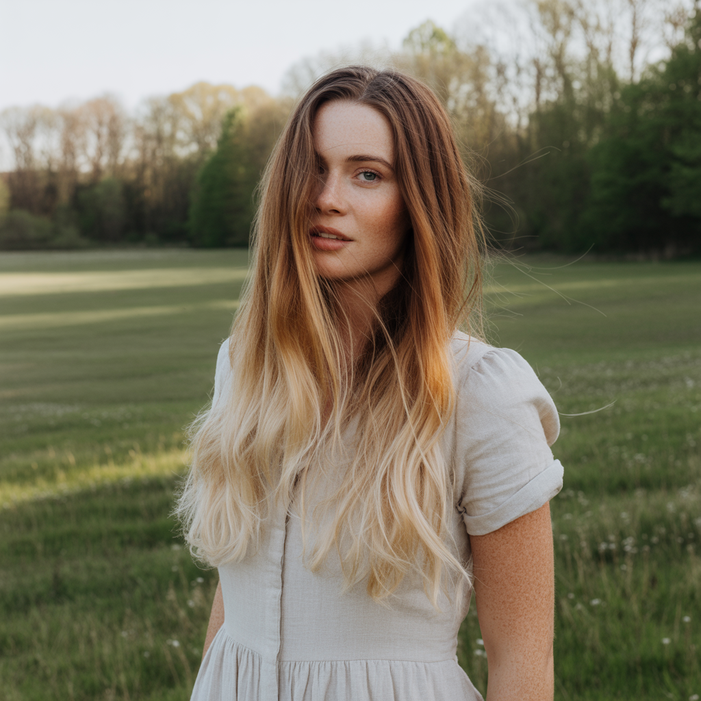 Brunette with Champagne Blonde Ends