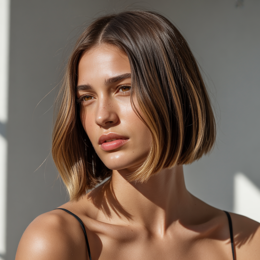 Brunette Bob with Luminous Streaks