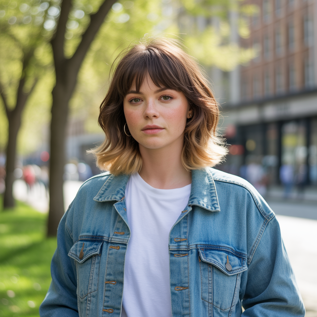 Brunette Shag with Highlighted Tips