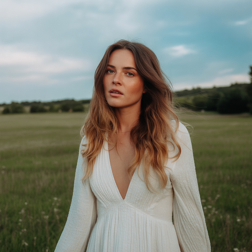 Brunette Balayage with Sandy Ends