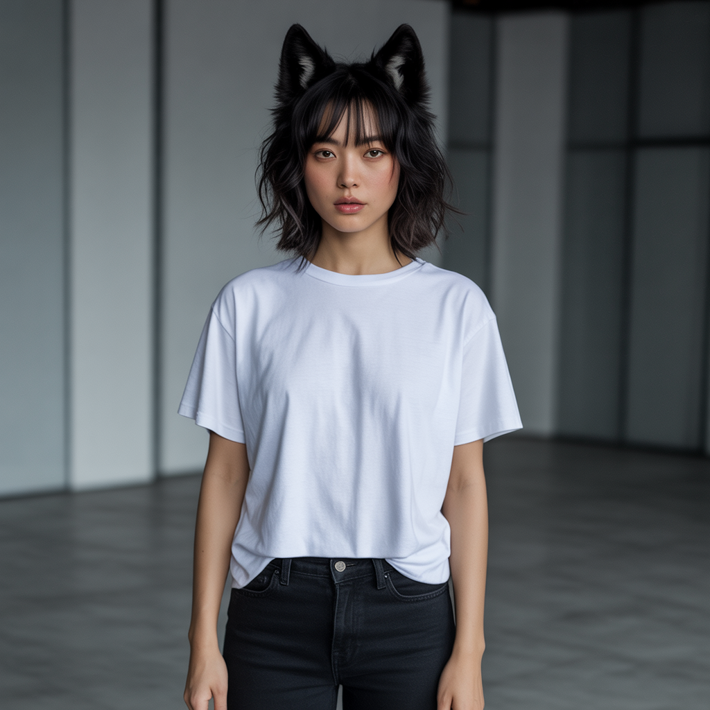 Black wolf cut with bangs
