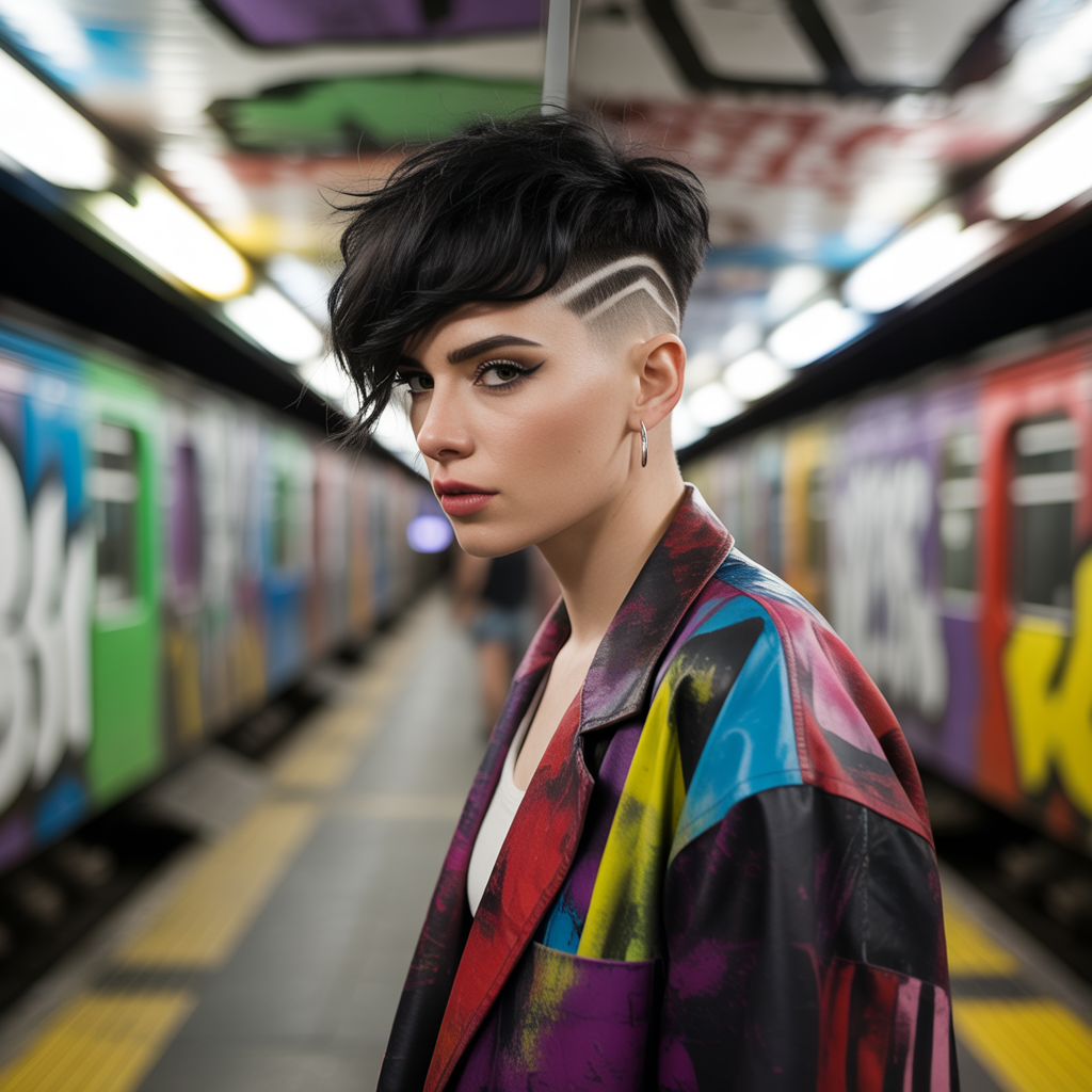 Black wolf cut with undercut