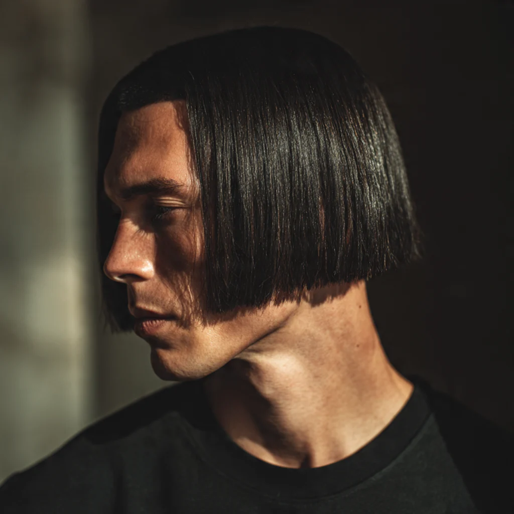 Blunt Cut Haircut for Long Hair Men