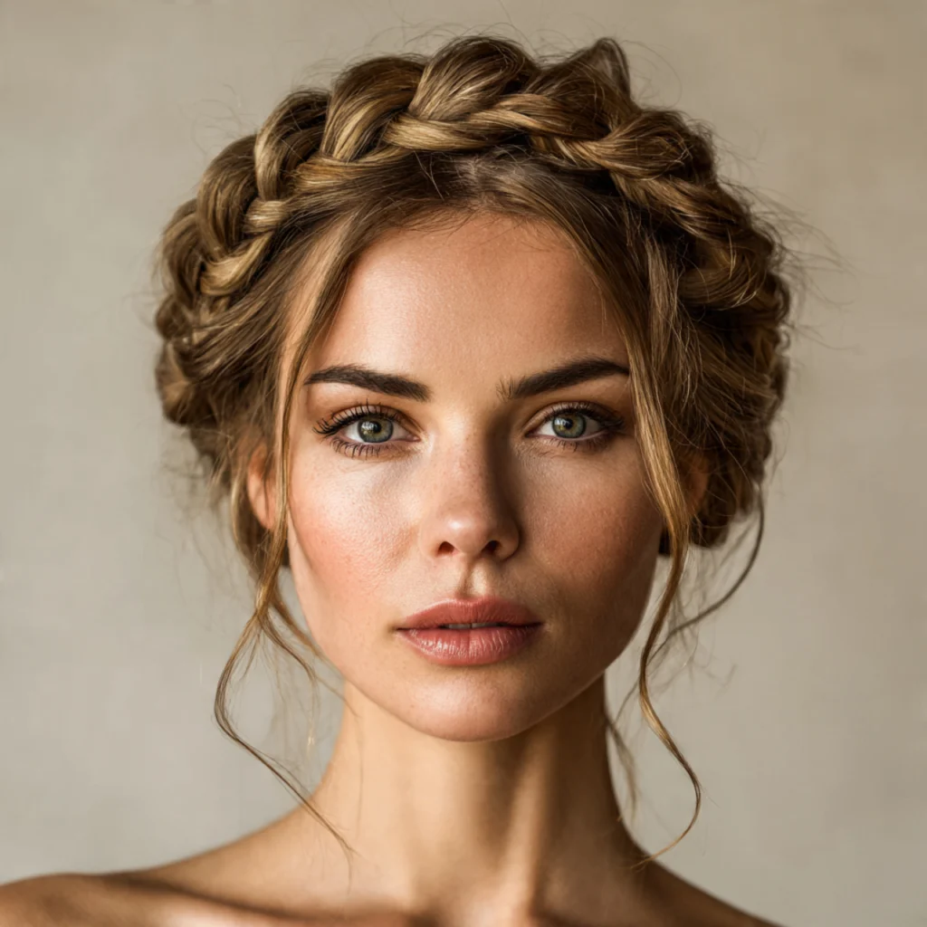 Braided Crown Long Hair Updo