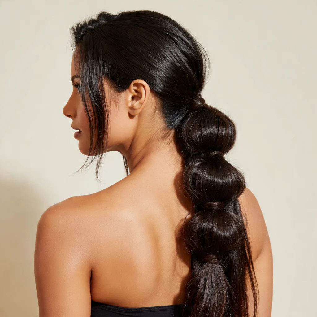 Bubble Ponytail for Long Hair Women