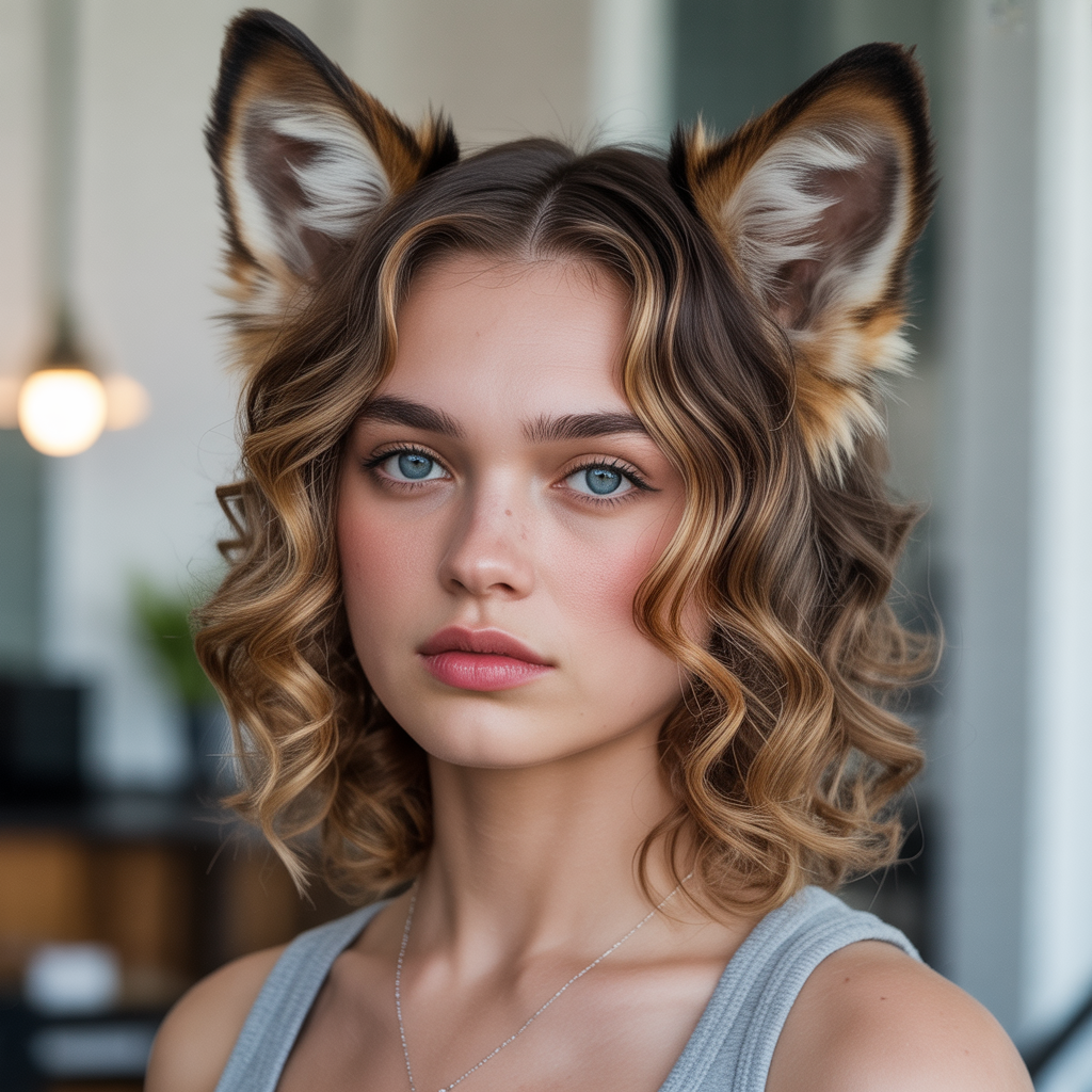Butterfly wolf cut with waves and curls