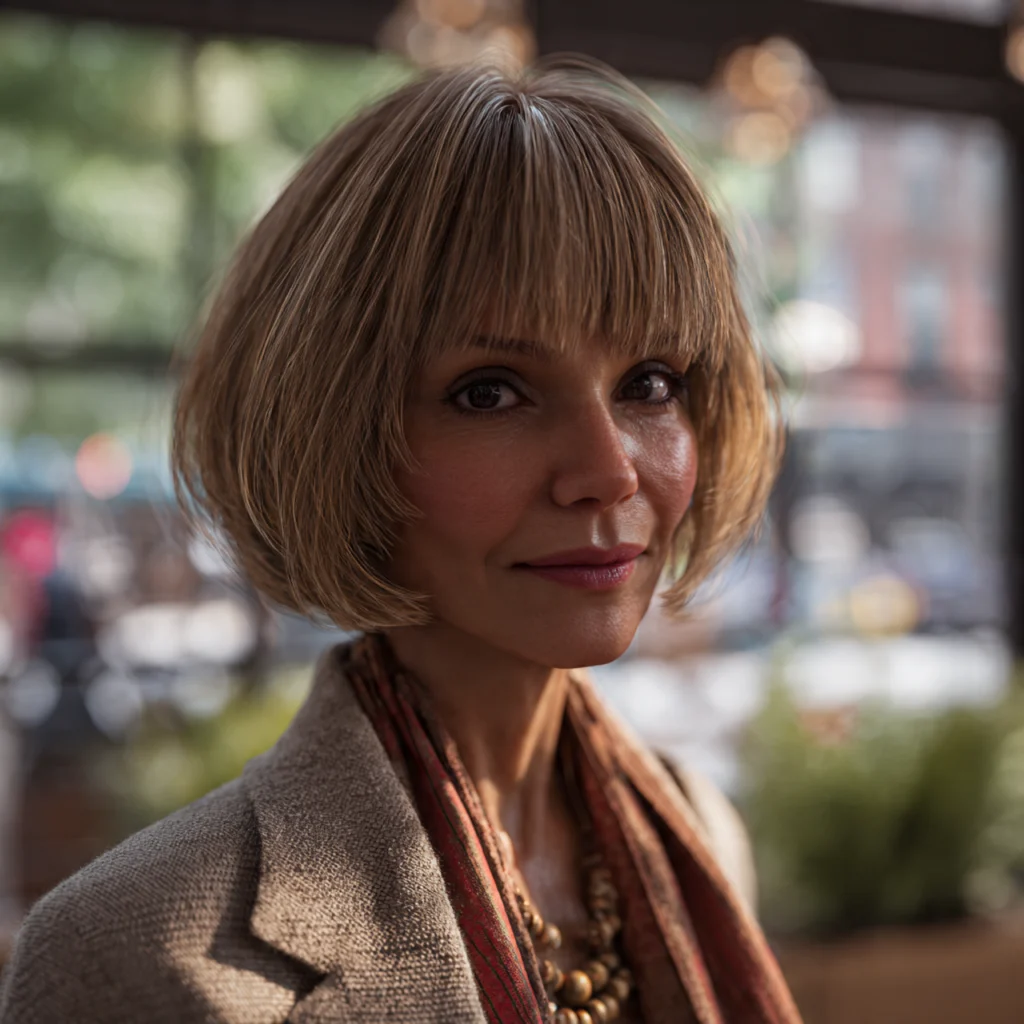 Collarbone-length lob with curtain bangs