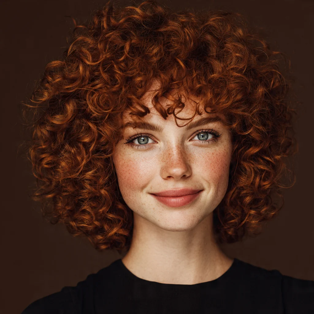 Curly Ginger Wolf Cut