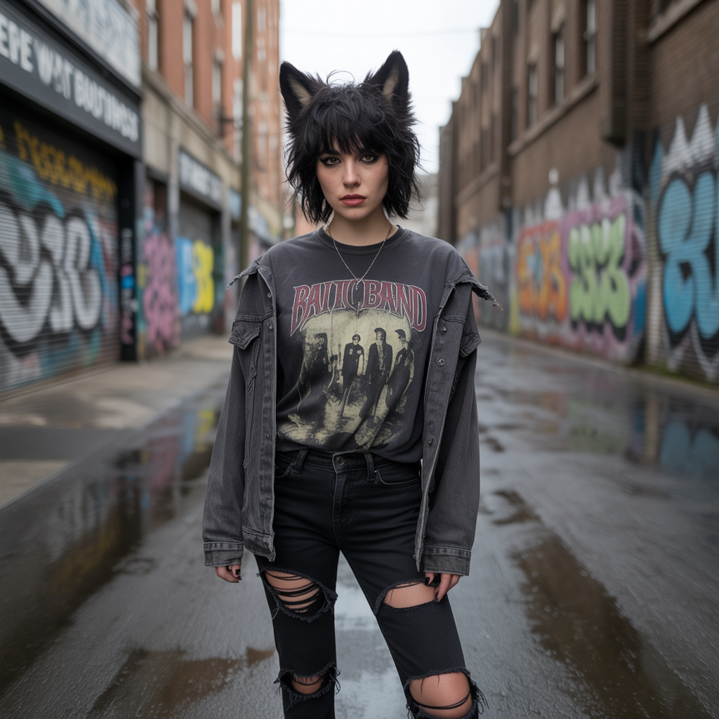 Edgy black wolf cut