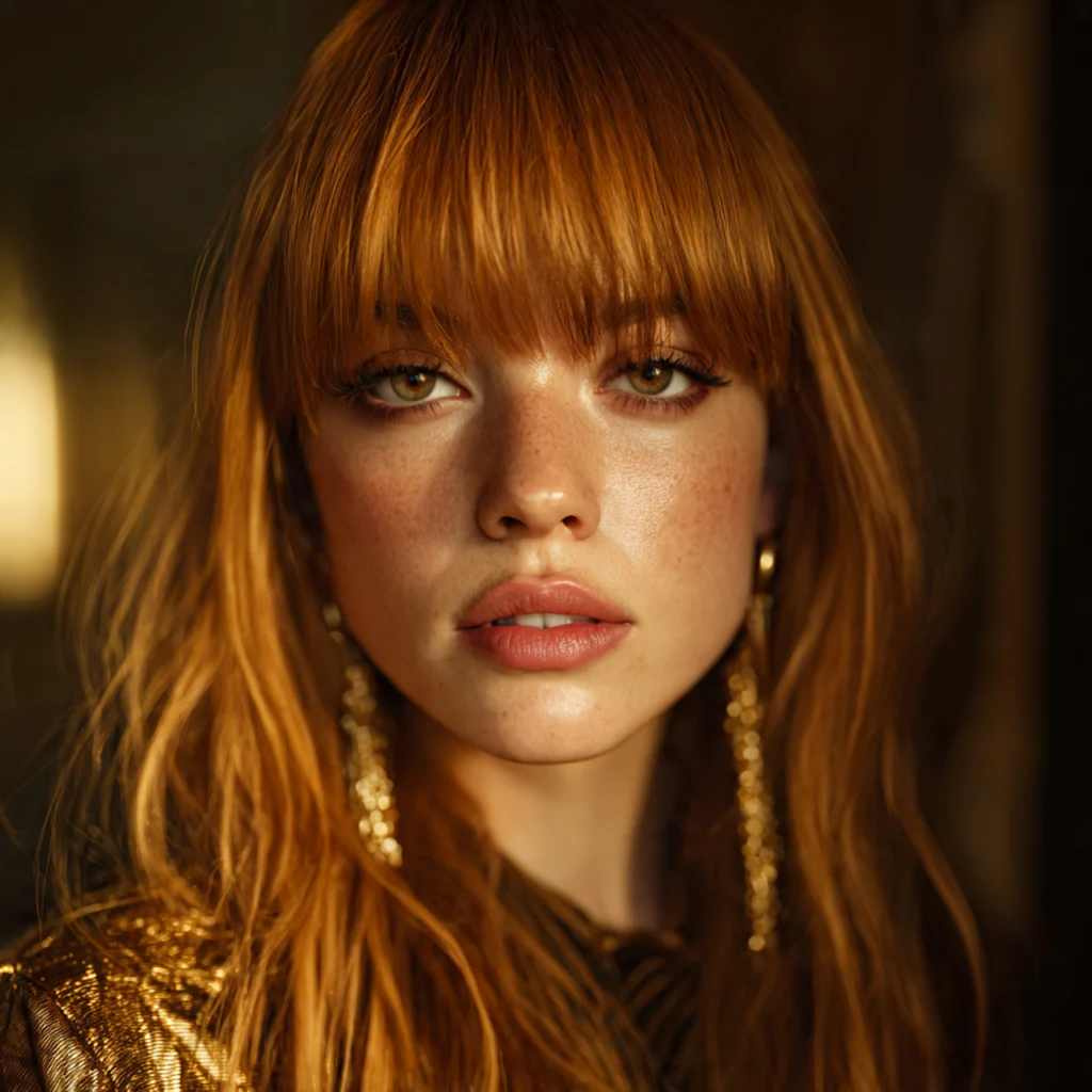 Ginger Wolf Cut with Curtain Bangs