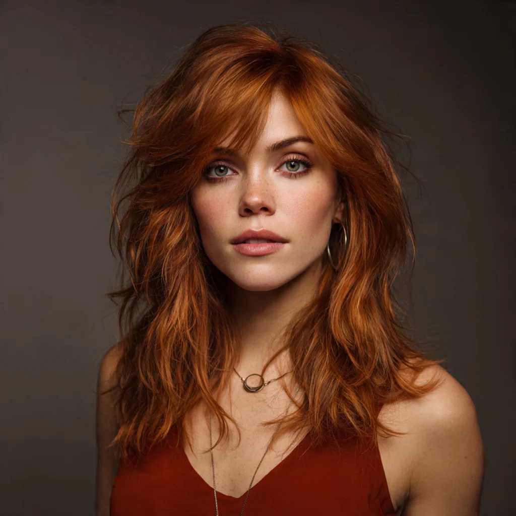Ginger Wolf Cut with Face-Framing Highlights