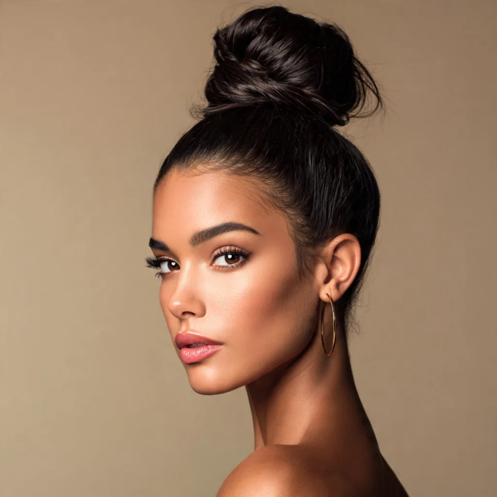 High Bun Long Hair Updo