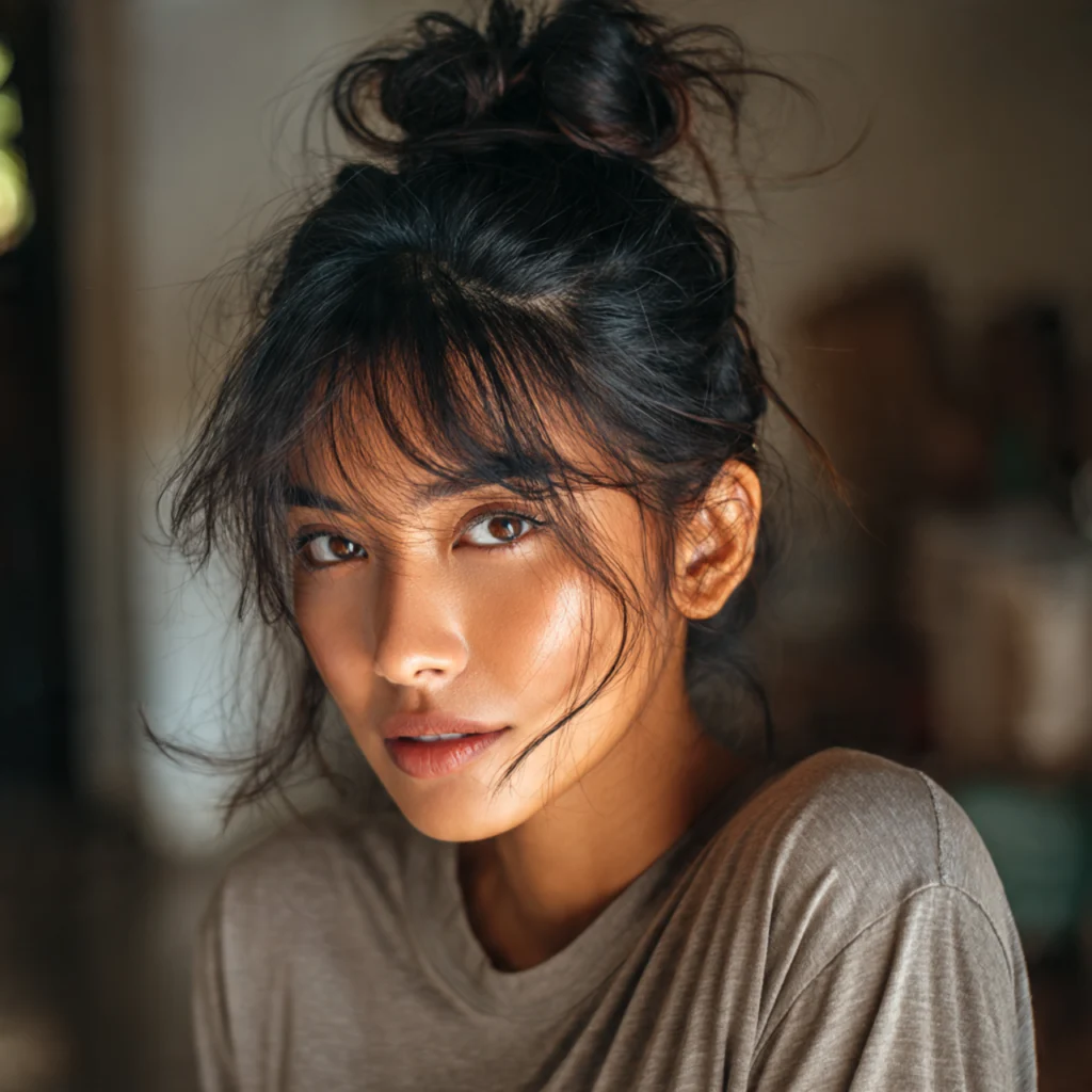 High Messy Bun for Long Hair Women