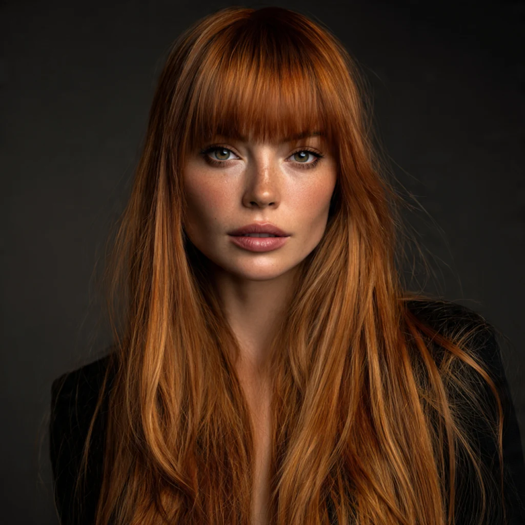 Layered Ginger Wolf Cut with Fringe