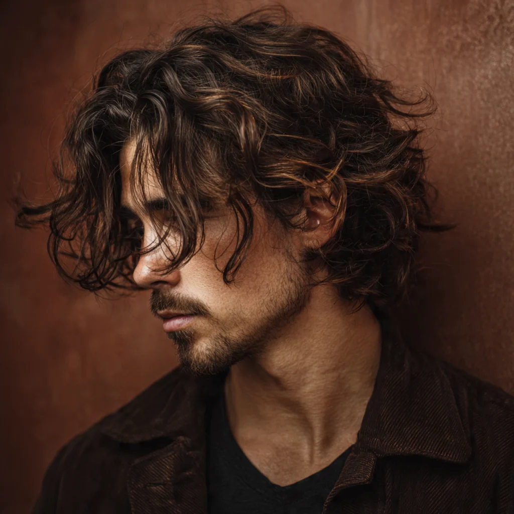 Layered Waves Haircut for Long Hair Men
