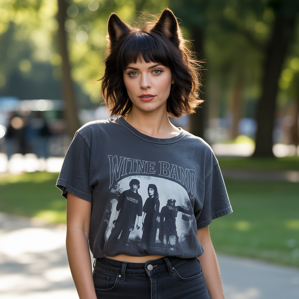 Layered black wolf cut with fringe