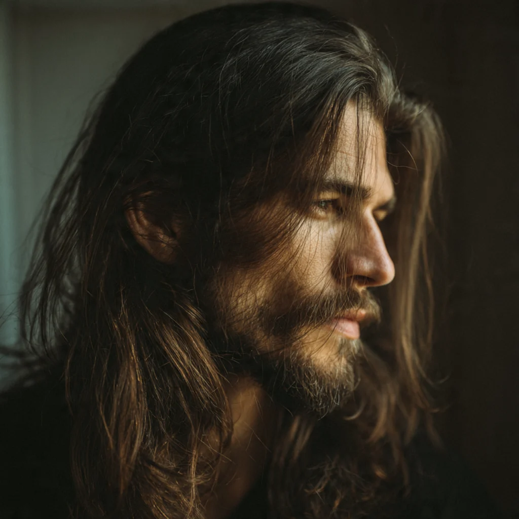 Long Fringe Haircut for Long Hair Men