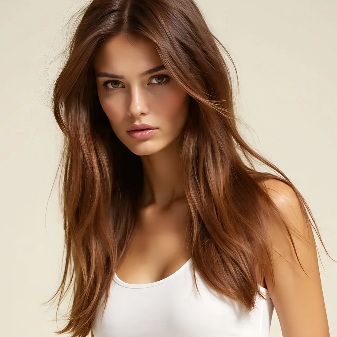 Long Hair with Blended Layers and Bangless Fringe