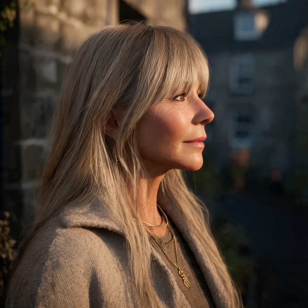 Long layered cut with side bangs