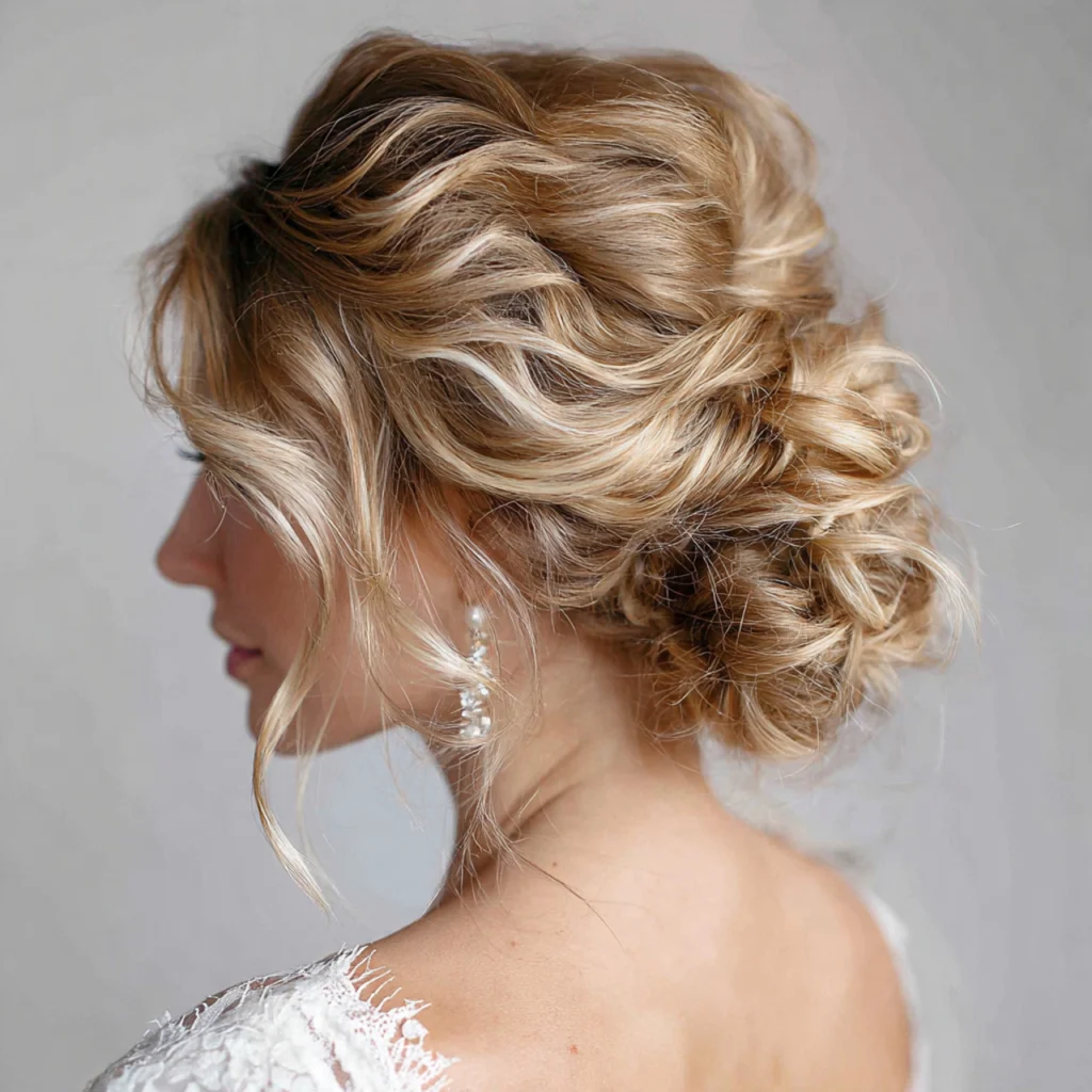 Messy Low Bun with Waves