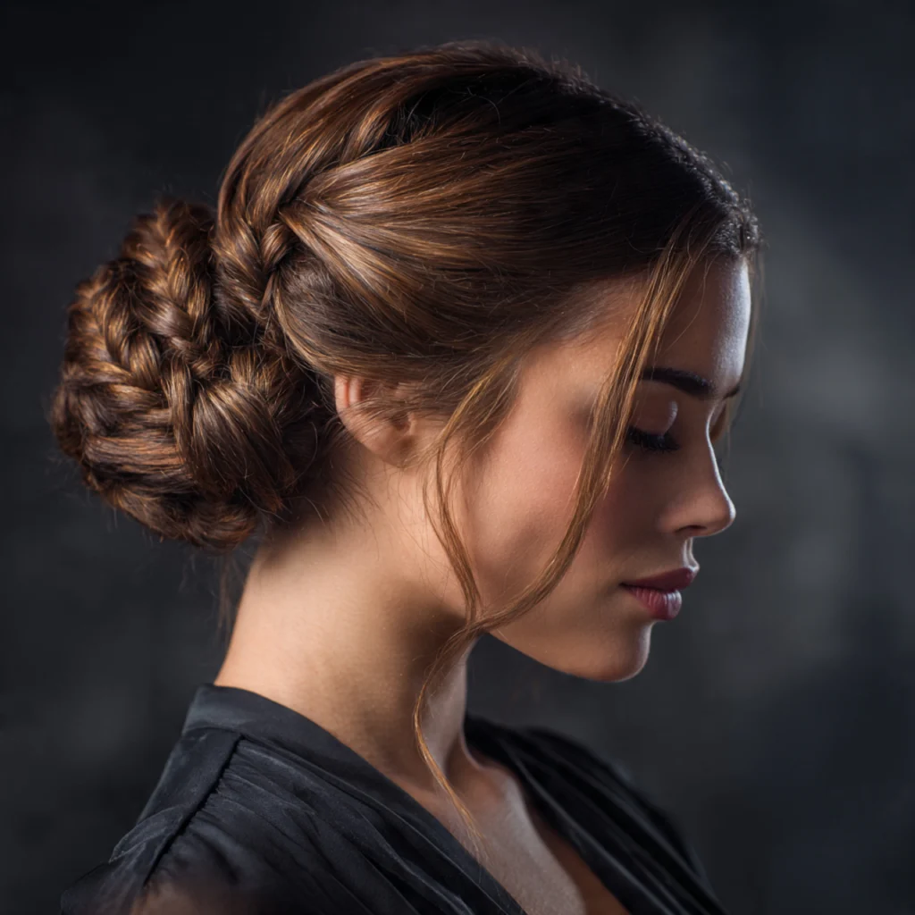Rope Braid Bun Long Hair Updo