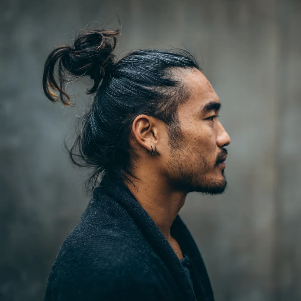Samurai Bun Haircut for Long Hair Men