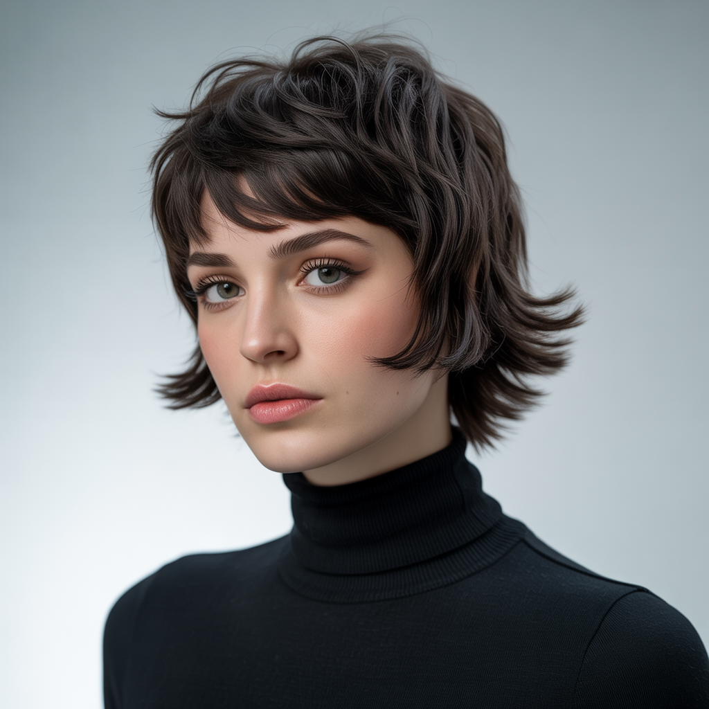 Shag-inspired black wolf cut