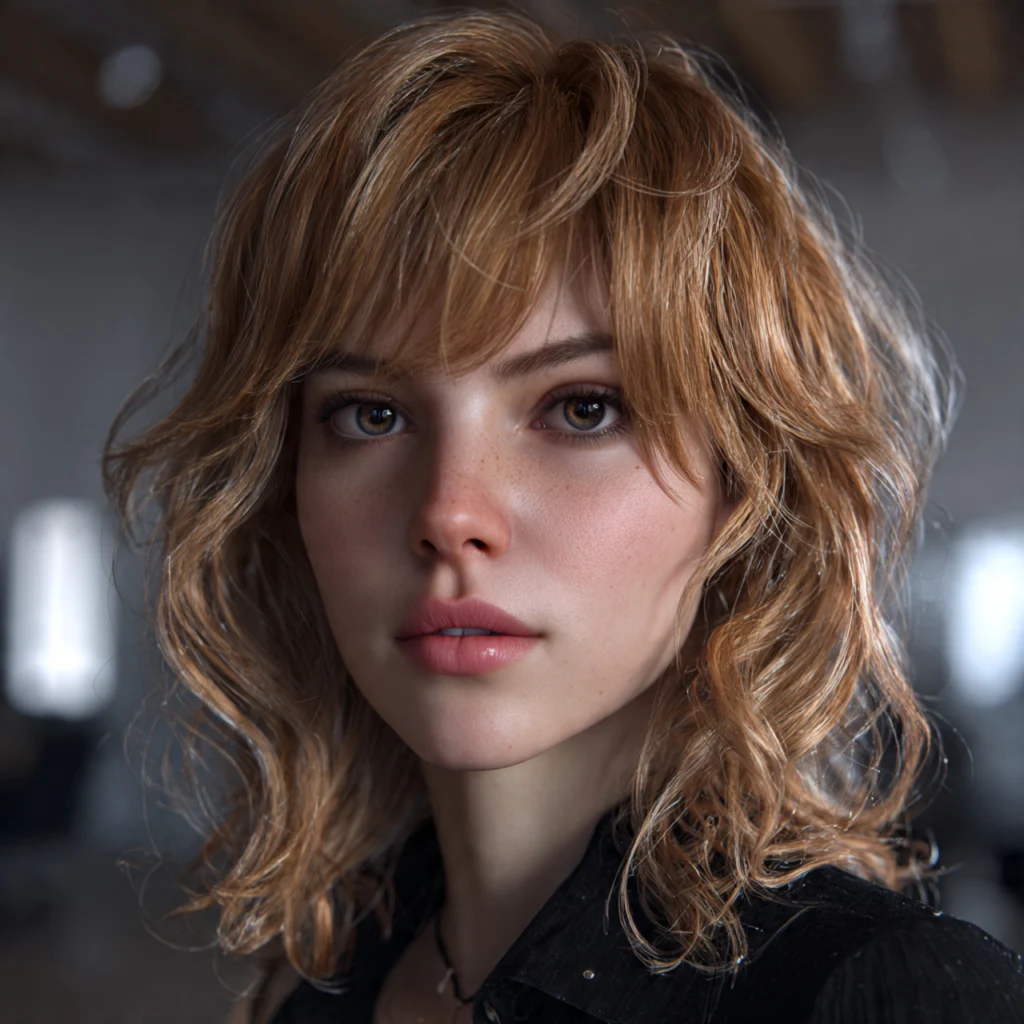 Shoulder-Length Shag for Wavy Hair